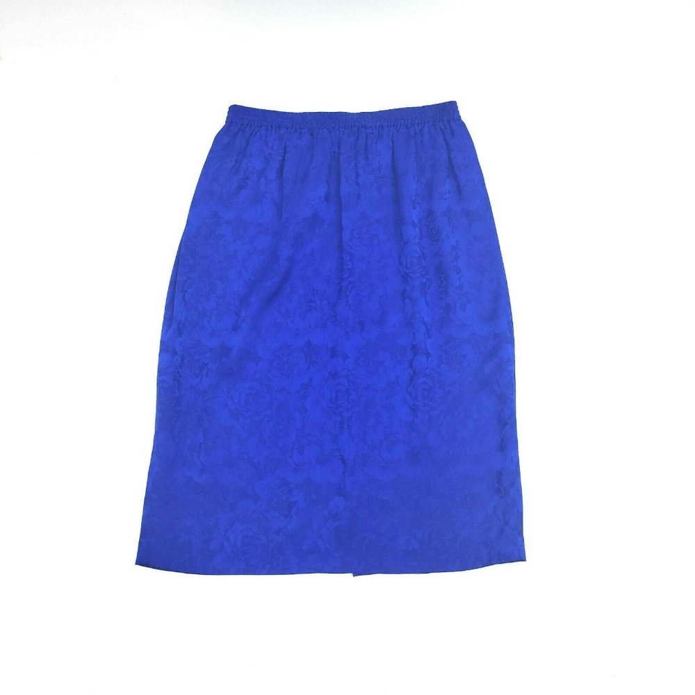 Vintage Dayton's Blue Floral Silk Back Slit Skirt